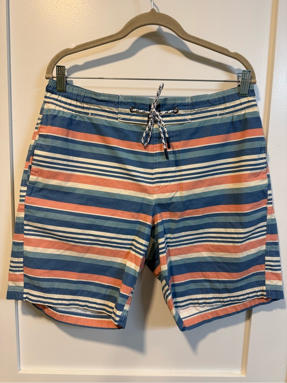 L.L. Bean Men’s Multicolor Striped Lined UPF 50+ Quick Dry Swim Shorts - Size M